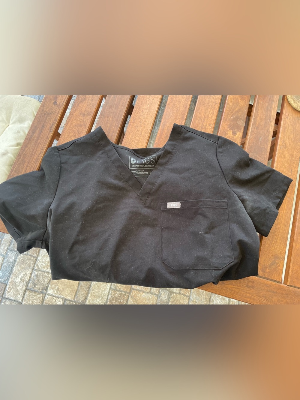 Figs Black V-Neck Medical Scrub Top